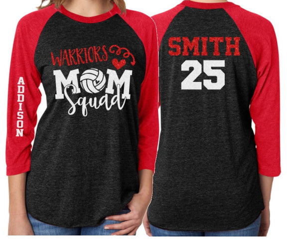 Glitter Volleyball Mom Squad Shirt | Volleyball Shirts | Volleyball Mom Shirts | Cute Volleyball Tee | Customize Team & Colors