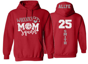 Glitter Volleyball Mom Squad Hoodie | Volleyball Hoodies | Volleyball Bling | Volleyball Spirit Wear | Customize Colors