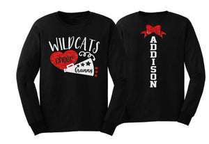 Glitter Cheer Grandma Shirt | Cheer Shirt | Cheer Bling | Cheer Spirit Wear | Long Sleeve Shirt | Customize  Colors