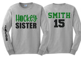 Glitter Hockey Shirt | Hockey Sister | Hockey  Long Sleeve Shirt | Customize Team & Colors