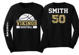 Glitter Basketball Shirt | Basketball Spirit wear | Basketball Long Sleeve Shirt | Customize Team & Colors