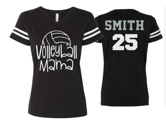 Glitter Volleyball Mama Shirt | Volleyball Shirts | Volleyball Mom Shirts | Cute Volleyball Tee | Vneck Short Sleeve Shirt | Customize