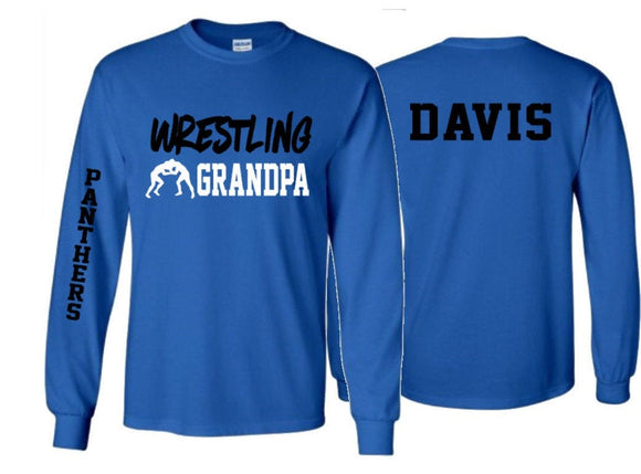 Wrestling Grandpa Shirt | Long Sleeve Shirt | Wrestling Shirt | Customize Your Team & Colors