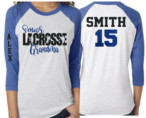 Glitter Senior Lacrosse Grandma shirt | Lacrosse Shirts | Glitter Lacrosse Grandma shirt | Lacrosse Bling |  Customize Colors