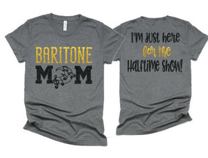 Glitter Baritone Mom T-shirt | Band Shirts | Short Sleeve Tshirt | Bella Canvas Tshirt | Customize with your Colors