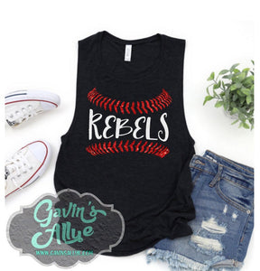 Glitter Baseball Muscle Tank Tops | Baseball Mom Tank Top | Baseball Shirts | Muscle Tank | Softball Tank