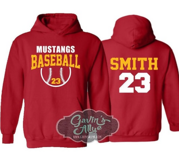 Baseball Hoodie | Customize with your Team & Colors | Adult or Youth Sizes